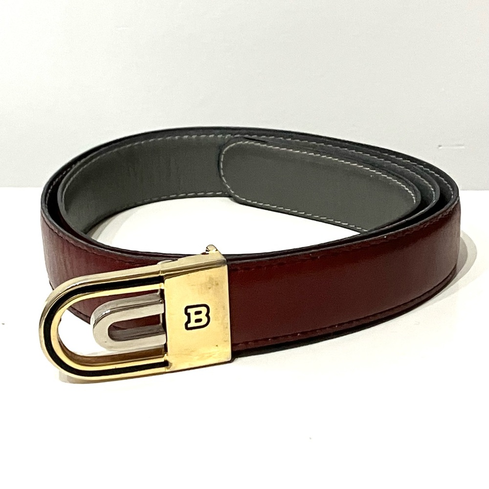 Bally Vintage Reversible Gold Red Gray Belt 29” - 33”